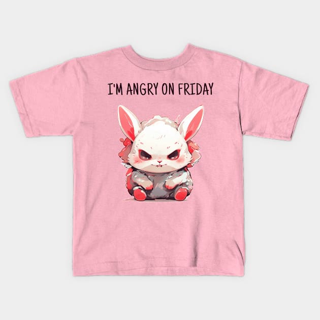 Angry friday rabbit Kids T-Shirt by bswlife